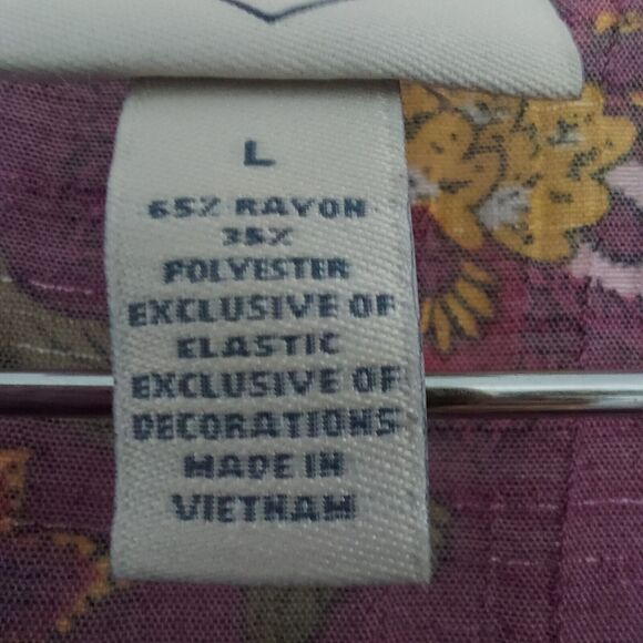 St John's Bay Sleeveless Blouse Large Mauve Dusty Pink Floral Tassels - Picture 4 of 7